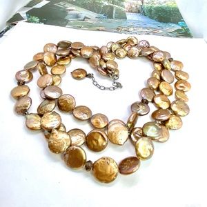 Silpada 925 Coin Pearl set ring necklace